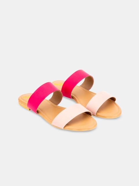 yellowsoles Women Pink Open Toe Flats with Bows