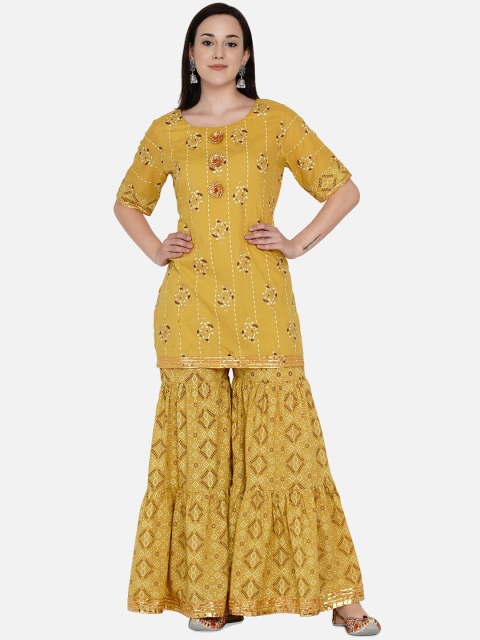 Women Republic Mustard Yellow Floral Printed Straight Pure Cotton Kurta with Sharara
Women Republic Mustard Yellow Floral Printed Straight Pure Cotton Kurta with Sharara