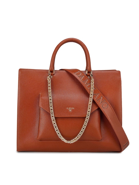 Da Milano Orange Leather Shopper Handheld Bag