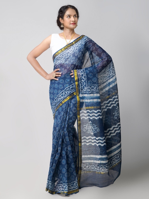 Unnati Silks Blue & White Ethnic Motifs Pure Cotton Handloom & Sustainable Kota Saree
Unnati Silks Blue & White Ethnic Motifs Pure Cotton Handloom & Sustainable Kota Saree