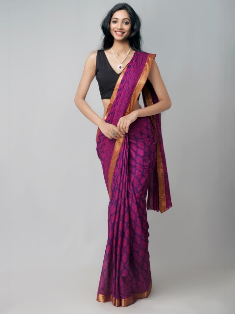 Unnati Silks Purple & Magenta Bagh Zari Handloom Sustainable Pure Cotton Venkatgiri Saree
Unnati Silks Purple & Magenta Bagh Zari Handloom Sustainable Pure Cotton Venkatgiri Saree