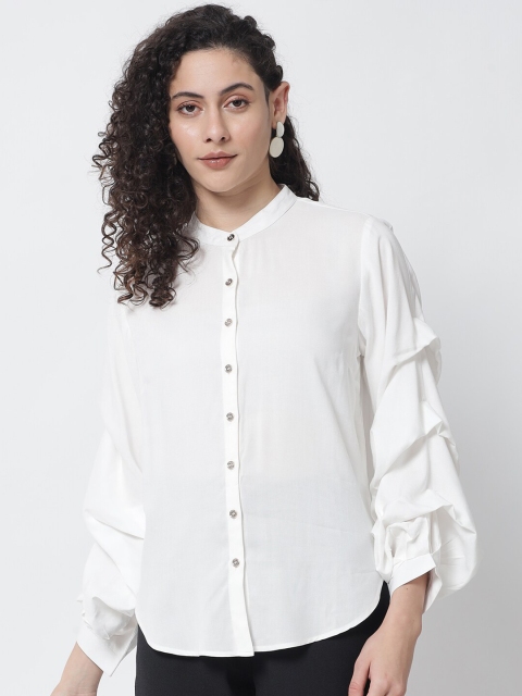 Tulsattva Women White Edgy Semiformal Shirt