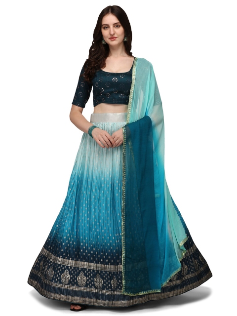 Pratham Blue Turquoise & Gold-Toned Embellished Semi-Stitched Lehenga & Unstitched Blouse With Dupatta, Turquoise blue
Pratham Blue Turquoise & Gold-Toned Embellished Semi-Stitched Lehenga & Unstitched Blouse With Dupatta, Turquoise blue