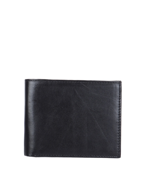 Swiss Design Men Black Solid Leather Two Fold Wallet
