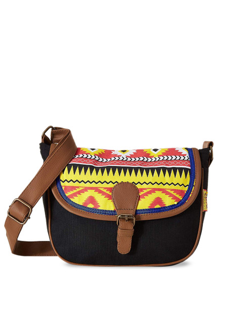 Kanvas Katha Multicoloured Geometric Printed Structured Sling Bag with Applique, Multi
Kanvas Katha Multicoloured Geometric Printed Structured Sling Bag with Applique, Multi