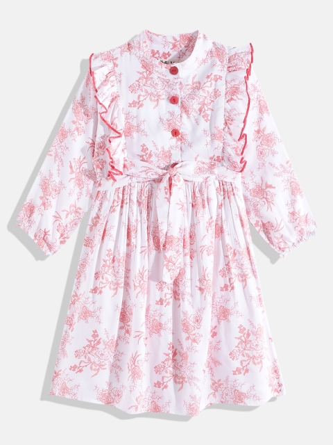 Bella Moda White & Red Floral A-Line Dress
