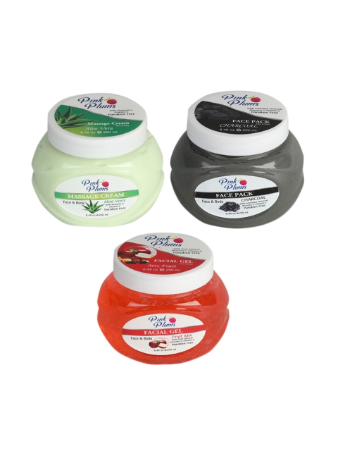 Pink Plums Skin Care Kit - Massage Cream - Face Pack - Facial Gel - 250ml each, Multi
Pink Plums Skin Care Kit - Massage Cream - Face Pack - Facial Gel - 250ml each, Multi