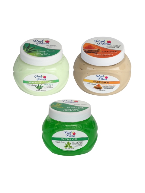 Pink Plums Skin Care Kit - Massage Cream - Face Pack - Facial Gel - 250ml each, Multi
Pink Plums Skin Care Kit - Massage Cream - Face Pack - Facial Gel - 250ml each, Multi