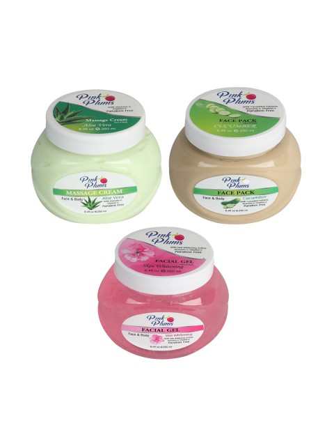 Pink Plums Skin Care Kit - Massage Cream - Face Pack - Facial Gel - 250ml each, Multi
Pink Plums Skin Care Kit - Massage Cream - Face Pack - Facial Gel - 250ml each, Multi