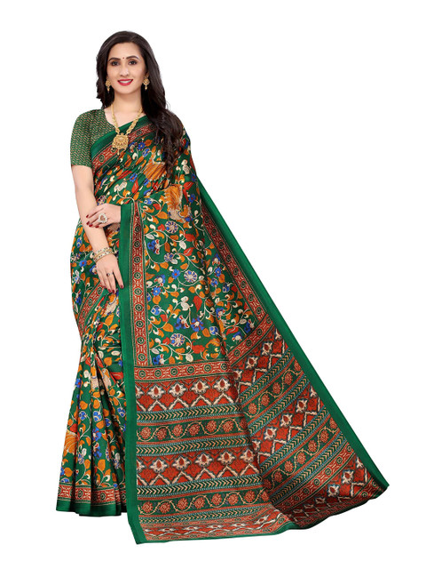 AADVIKA Green & Red Floral Art Silk Ready to Wear Mysore Silk Saree 
AADVIKA Green & Red Floral Art Silk Ready to Wear Mysore Silk Saree