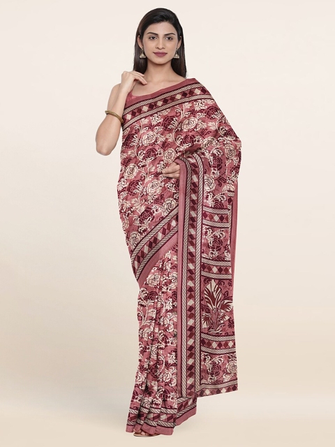 Pothys Mauve & White Floral Saree
