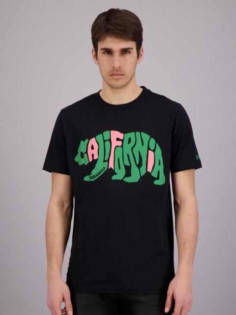 FREESOUL Men Black & Green Typography Printed T-shirt