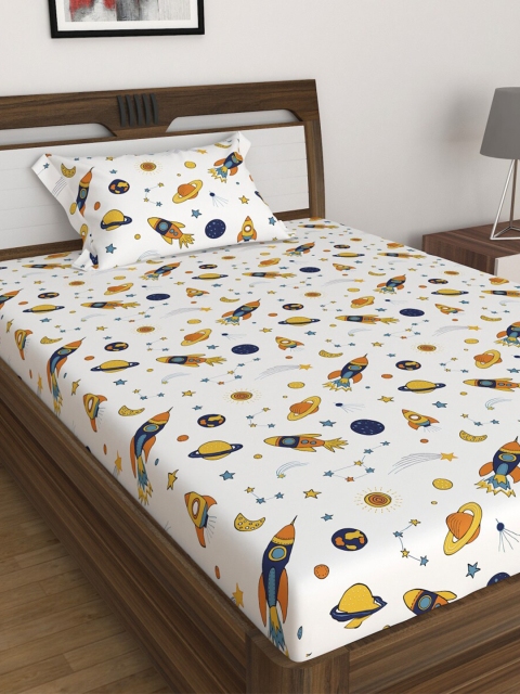 Home Centre White & Blue Conversational 210 TC Cotton Single Bedsheet with 1 Pillow Covers
Home Centre White & Blue Conversational 210 TC Cotton Single Bedsheet with 1 Pillow Covers