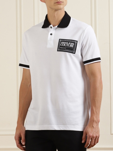 Versace Jeans Couture Men White & Black Brand Logo Polo Collar Pure Cotton Applique T-shirt
Versace Jeans Couture Men White & Black Brand Logo Polo Collar Pure Cotton Applique T-shirt