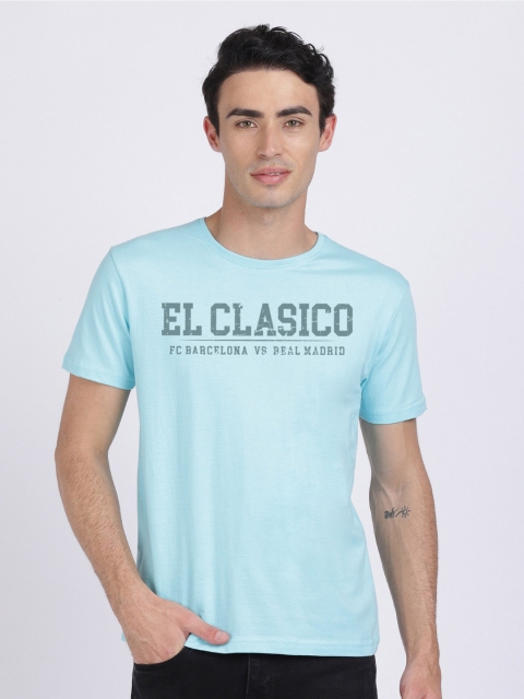 BLACK RADIO Men Turquoise Blue Typography Printed Slim Fit T-shirt