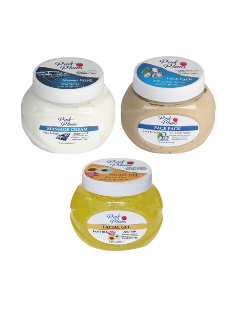 Pink Plums Paraben Free Massage Cream-Face Pack-Facial Gel Combo - 250 ml Each, White
Pink Plums Paraben Free Massage Cream-Face Pack-Facial Gel Combo - 250 ml Each, White