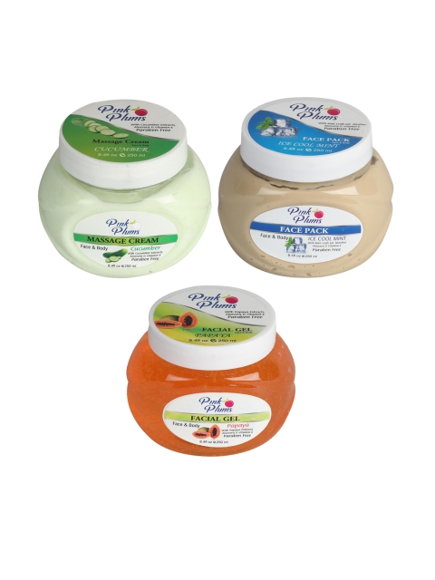 Pink Plums Cucumber Massage Cream - Ice Cool Mint Face Pack - Papaya Facial Gel, Green
Pink Plums Cucumber Massage Cream - Ice Cool Mint Face Pack - Papaya Facial Gel, Green