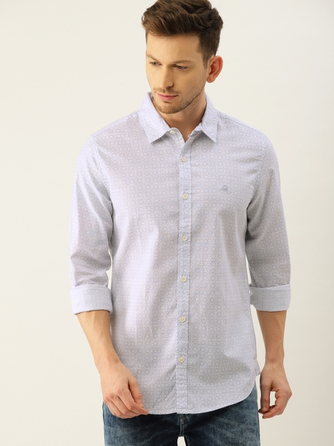 United Colors of Benetton Men White Printed Casual Shirt
