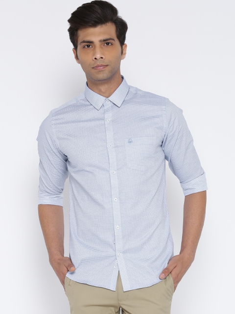 United Colors of Benetton Men White & Blue Self-Design Casual Shirt