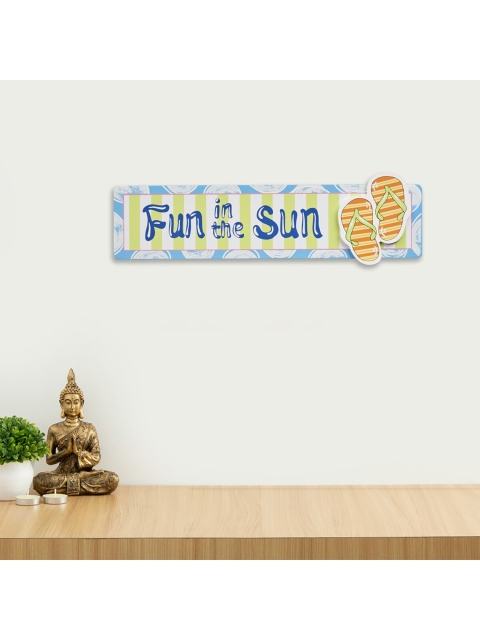 Home Centre Blue & White Wooden Plaque Wall Decor, Multi