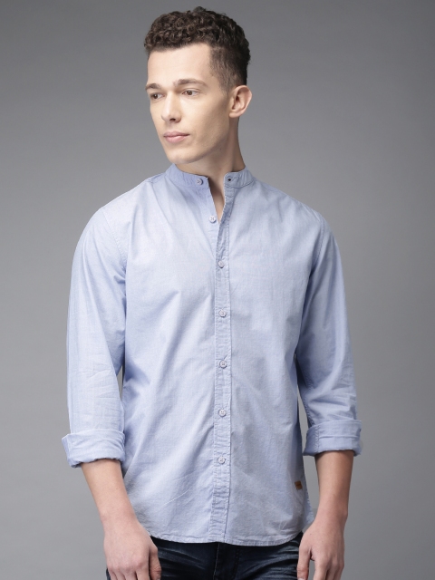 Moda Rapido Men Blue Solid Casual Shirt