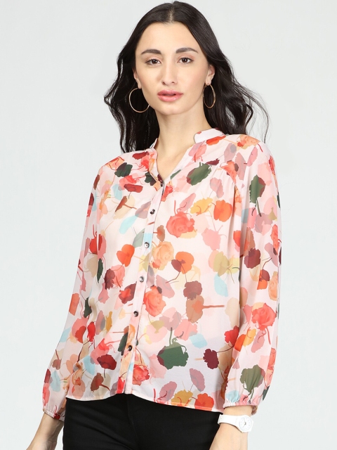 IDK Cream-Coloured Floral Print Top