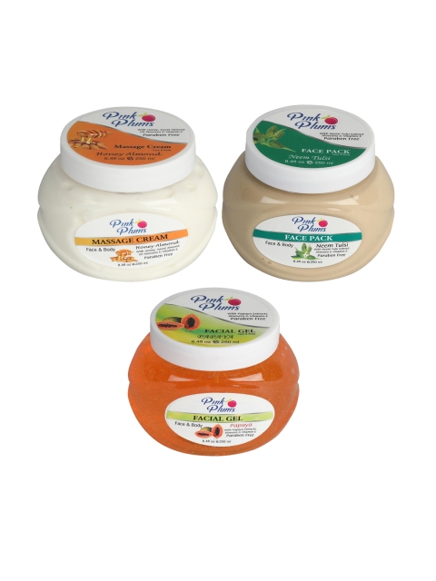 Pink Plums Paraben Free Massage Cream-Face Pack-Facial Gel Combo - 250 ml Each, White
Pink Plums Paraben Free Massage Cream-Face Pack-Facial Gel Combo - 250 ml Each, White