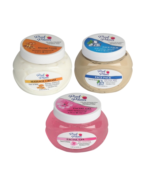Pink Plums Paraben Free Massage Cream-Face Pack-Facial Gel Combo - 250 ml Each, White
Pink Plums Paraben Free Massage Cream-Face Pack-Facial Gel Combo - 250 ml Each, White