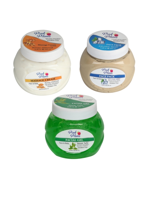 Pink Plums Paraben Free Massage Cream-Face Pack-Facial Gel Combo - 250 ml Each, White
Pink Plums Paraben Free Massage Cream-Face Pack-Facial Gel Combo - 250 ml Each, White