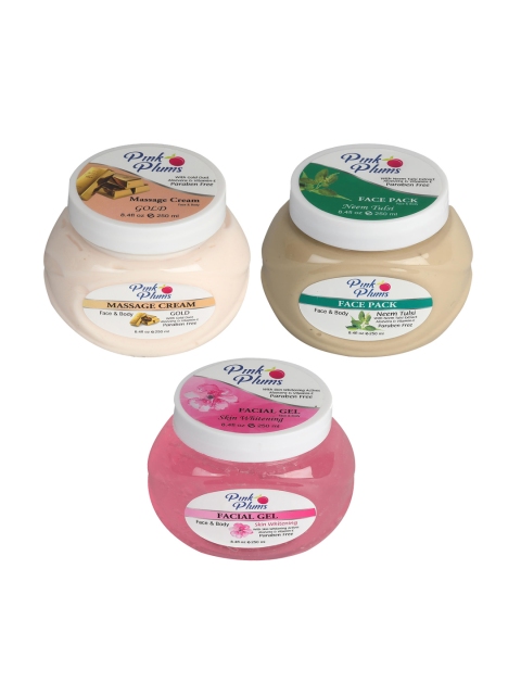 Pink Plums Skin Care Kit - Massage Cream - Face Pack - Facial Gel - 250 ml each, Multi
Pink Plums Skin Care Kit - Massage Cream - Face Pack - Facial Gel - 250 ml each, Multi
