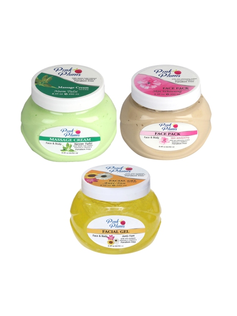 Pink Plums Skin Care Kit - Massage Cream - Face Pack - Facial Gel - 250 ml each, Multi
Pink Plums Skin Care Kit - Massage Cream - Face Pack - Facial Gel - 250 ml each, Multi