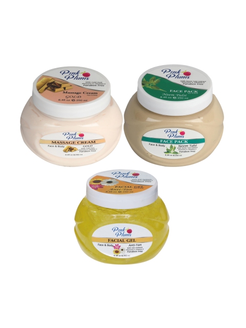 Pink Plums Skin Care Kit - Massage Cream - Face Pack - Facial Gel - 250 ml each, Multi
Pink Plums Skin Care Kit - Massage Cream - Face Pack - Facial Gel - 250 ml each, Multi