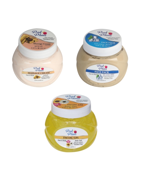 Pink Plums Skin Care Kit - Massage Cream - Face Pack - Facial Gel - 250 ml each, Multi
Pink Plums Skin Care Kit - Massage Cream - Face Pack - Facial Gel - 250 ml each, Multi