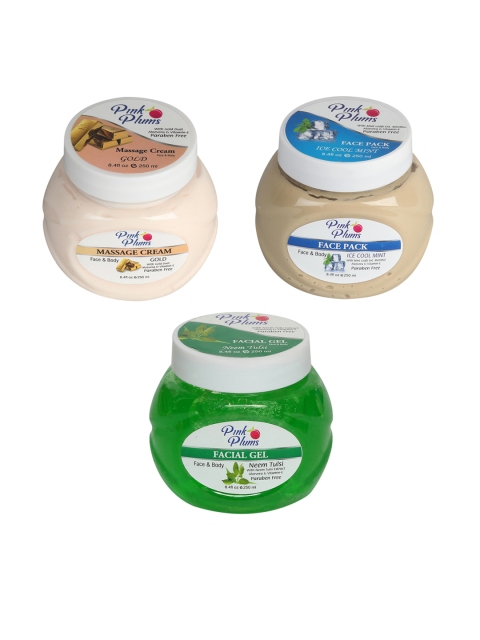 Pink Plums Skin Care Kit - Massage Cream - Face Pack - Facial Gel - 250 ml each, Multi
Pink Plums Skin Care Kit - Massage Cream - Face Pack - Facial Gel - 250 ml each, Multi