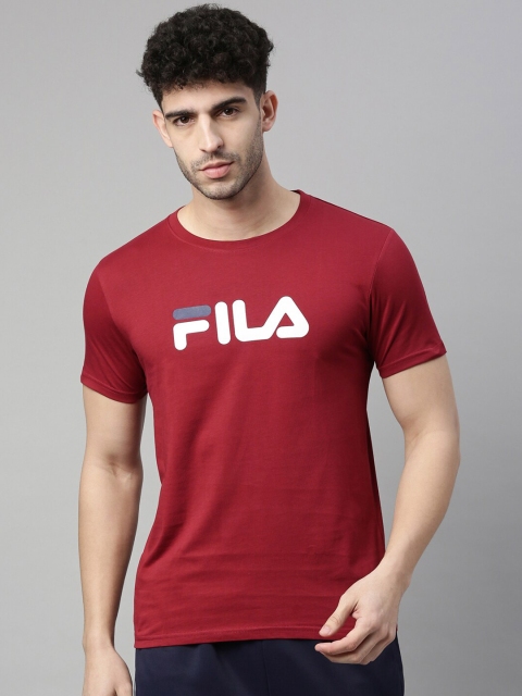 FILA Men Brown & White Typography Printed T-shirt