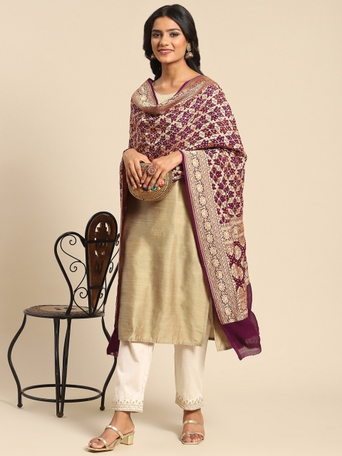 Banarasi Style Burgundy & Golden Ethnic Motifs Pure Silk Banarasi Dupatta with Zari
Banarasi Style Burgundy & Golden Ethnic Motifs Pure Silk Banarasi Dupatta with Zari