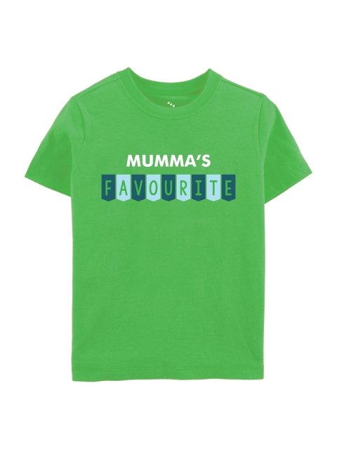 Zeezeezoo Kids Green & Blue Typography Printed T-shirt