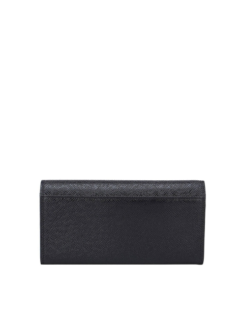 Da Milano Women Black Textured Leather Two Fold Wallet