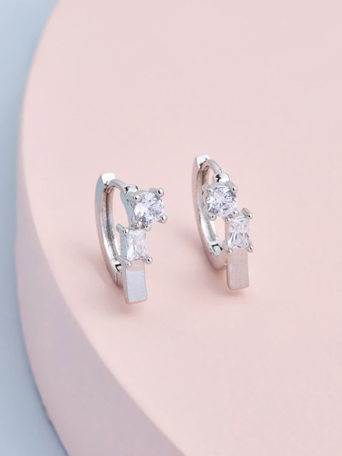 Kushal's Fashion Jewellery Silver-toned & White Rhodium-Plated CZ Studded Hoop Earrings
Kushal's Fashion Jewellery Silver-toned & White Rhodium-Plated CZ Studded Hoop Earrings