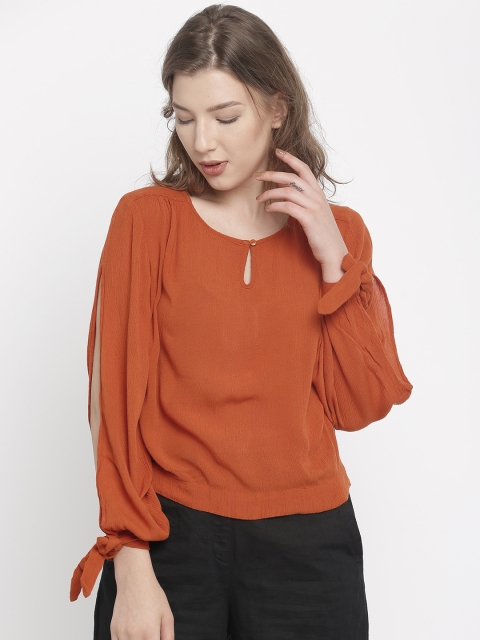 ONLY Women Rust Orange Solid Top