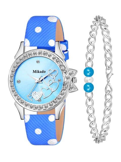 Mikado Women Blue Brass Embellished Dial & Blue Leather Straps Analogue Watch BlueGem
Mikado Women Blue Brass Embellished Dial & Blue Leather Straps Analogue Watch BlueGem