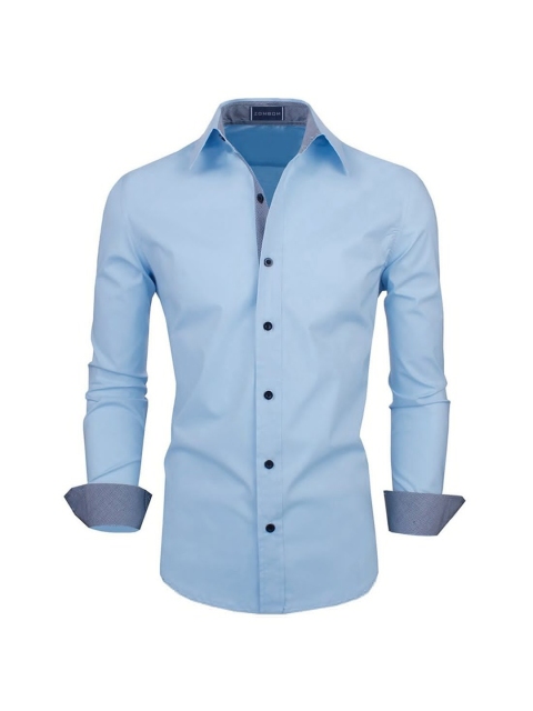 Zombom Men Turquoise Blue Casual Shirt
