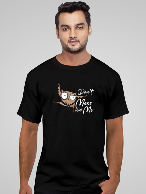 Pootlu Men Black Printed T-shirt