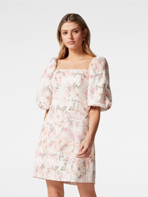 Forever New Multicoloured Floral Linen Dress, Multi
