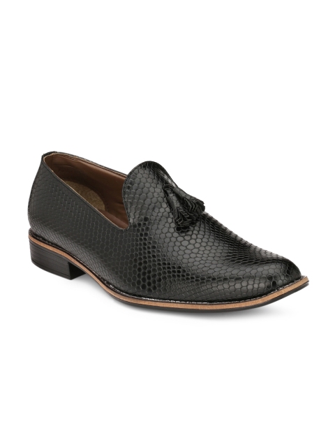 Sir Corbett Men Black Textured Semiformal Shoes