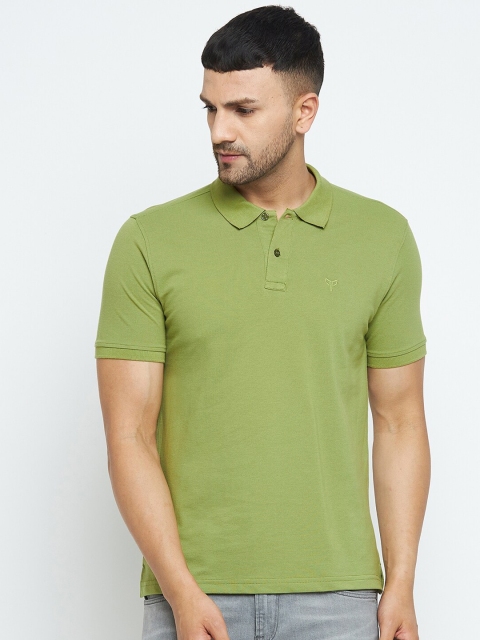 POKER ACTIVE Men Green Polo Collar T-shirt