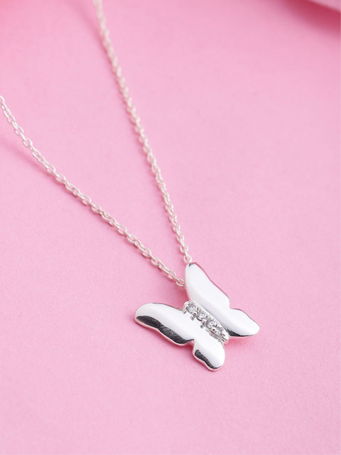 Hiara Jewels 92.5 Sterling Silver Rhodium-Plated & White CZ-Studded Pendant With Chain
Hiara Jewels 92.5 Sterling Silver Rhodium-Plated & White CZ-Studded Pendant With Chain