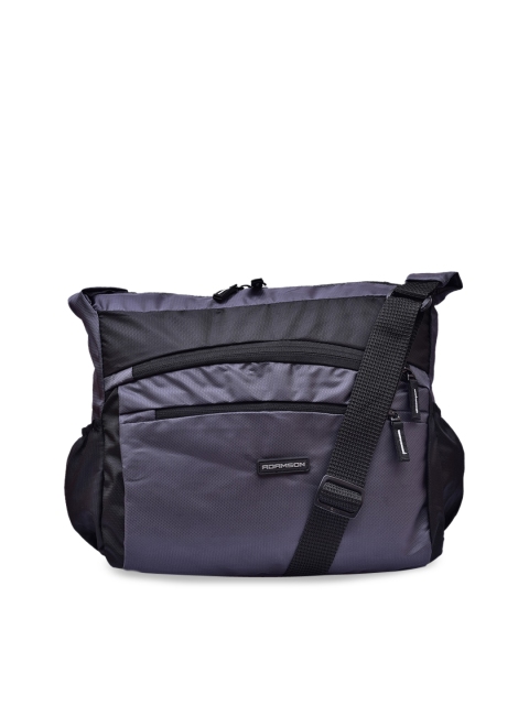 ADAMSON Grey Structured Sling Bag with Quilted