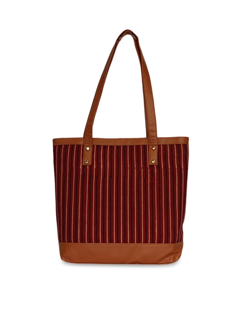 LELYS Maroon Oversized Structured Shoulder Bag with Quilted