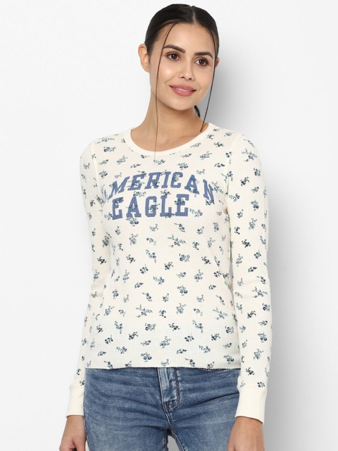 AMERICAN EAGLE OUTFITTERS Women White Typography Printed T-shirt